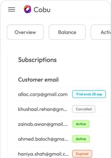 Cobu - Manage subscription